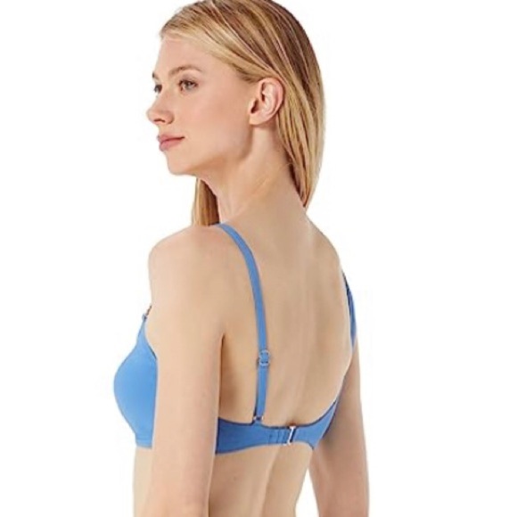 MICHAEL Michael Kors Tide Blue Signature gold Logo Chain link Bikini Top size XS - Picture 2 of 3